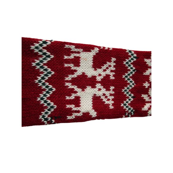 Vintage Christmas Knit Stocking With Reindeer Trees & Pom-Pom 24"x5.5" Festive R - Picture 6 of 12